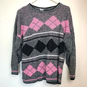Vintage 80s argyle pattern academia sweater knit large